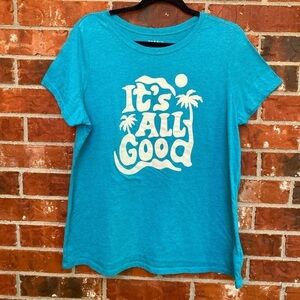 Torrid 0 Womens Large Blue Its All Good Short Sleeve Classic Graphic Tee